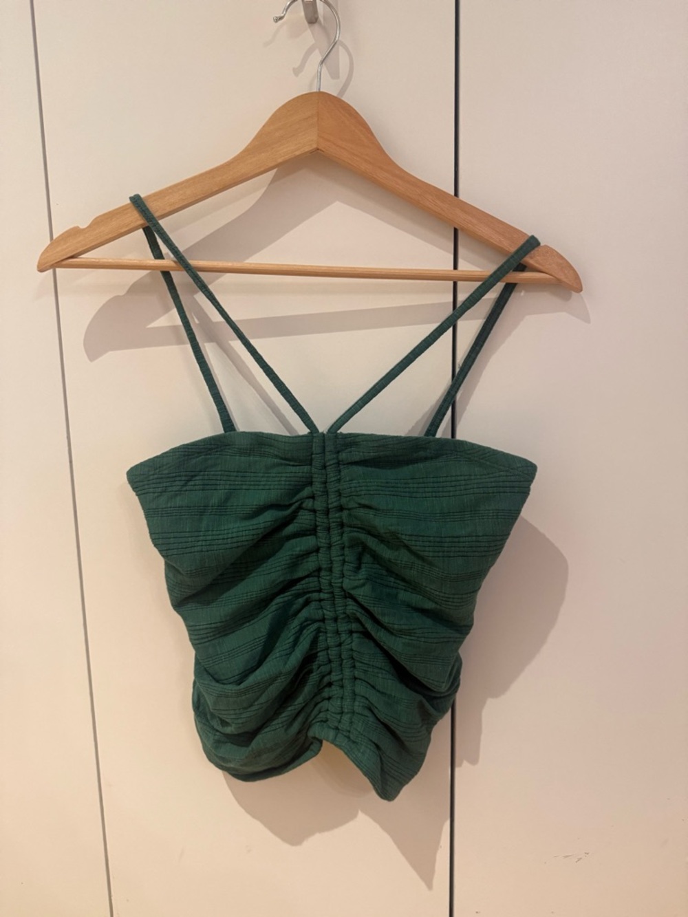Pilcro Dark Green Ruched Spaghetti Strap Camisole